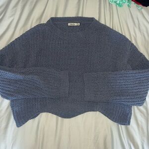Blue Cropped Knit Sweater